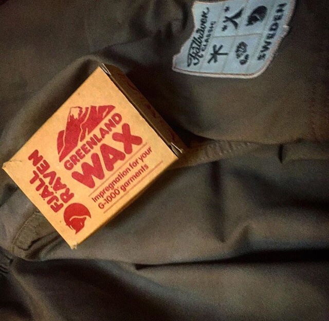 Homemade wax for outdoor clothing.